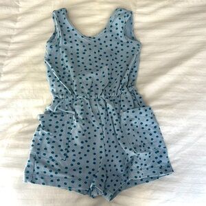 Blue polka dot Alice and Ames romper